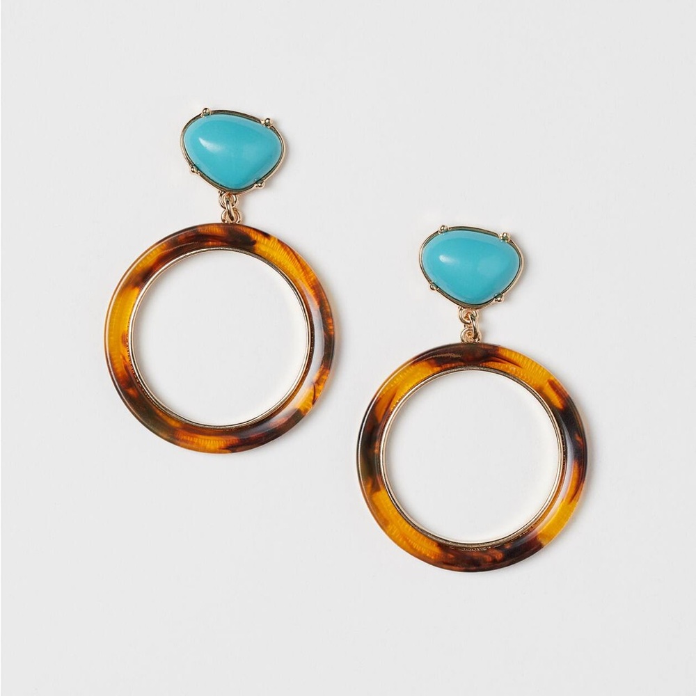 H&M Tortoise Shell and Turquoise Earrings